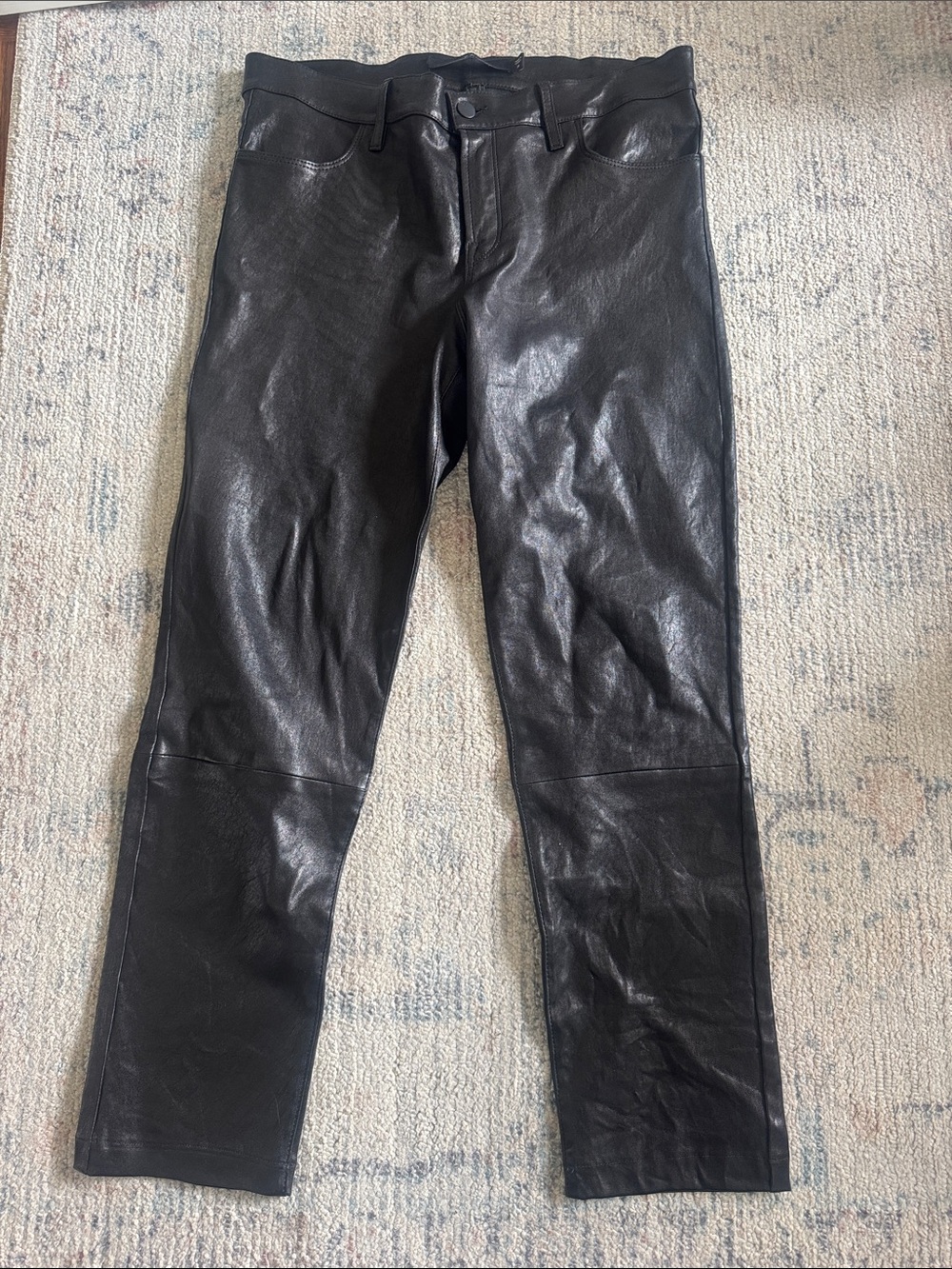 J Brand Black Slim Straight Leather pants